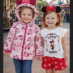 Disney Junior Minnie Mouse Puffer Jacket & Short Set. 2T & 3T New